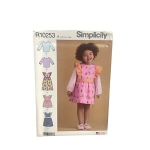 Simplicity R10253 Toddlers' Dress Jumper Jumpsuit Top Size 1/2-4 Kids Girls